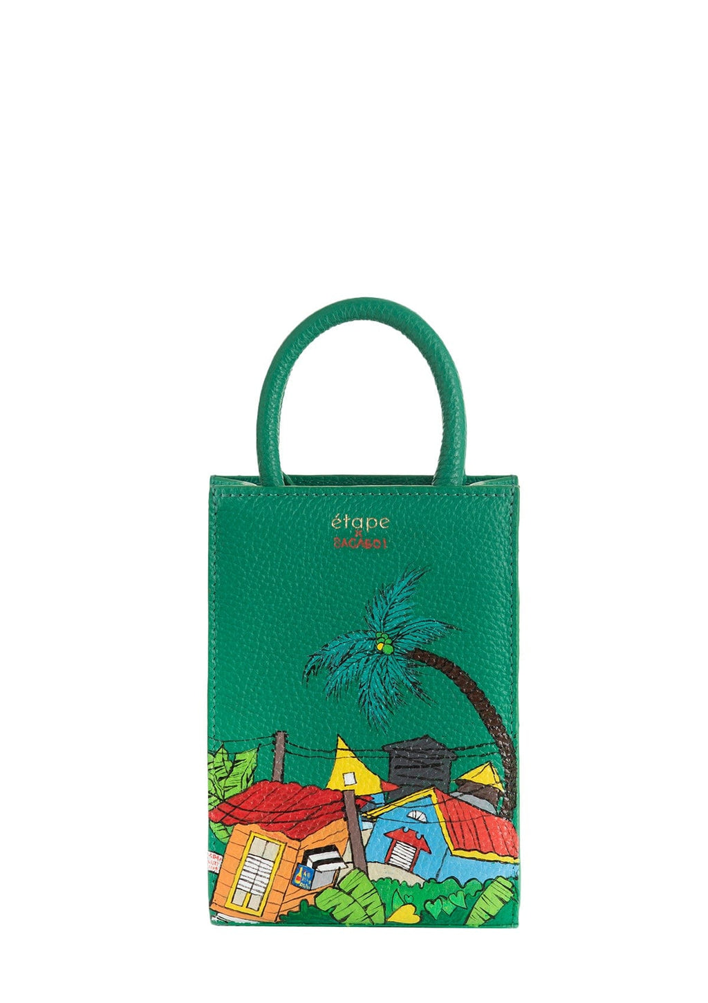 Geantă piele naturală Ètape X Sagaboi Hand Painted Green MINI Bag