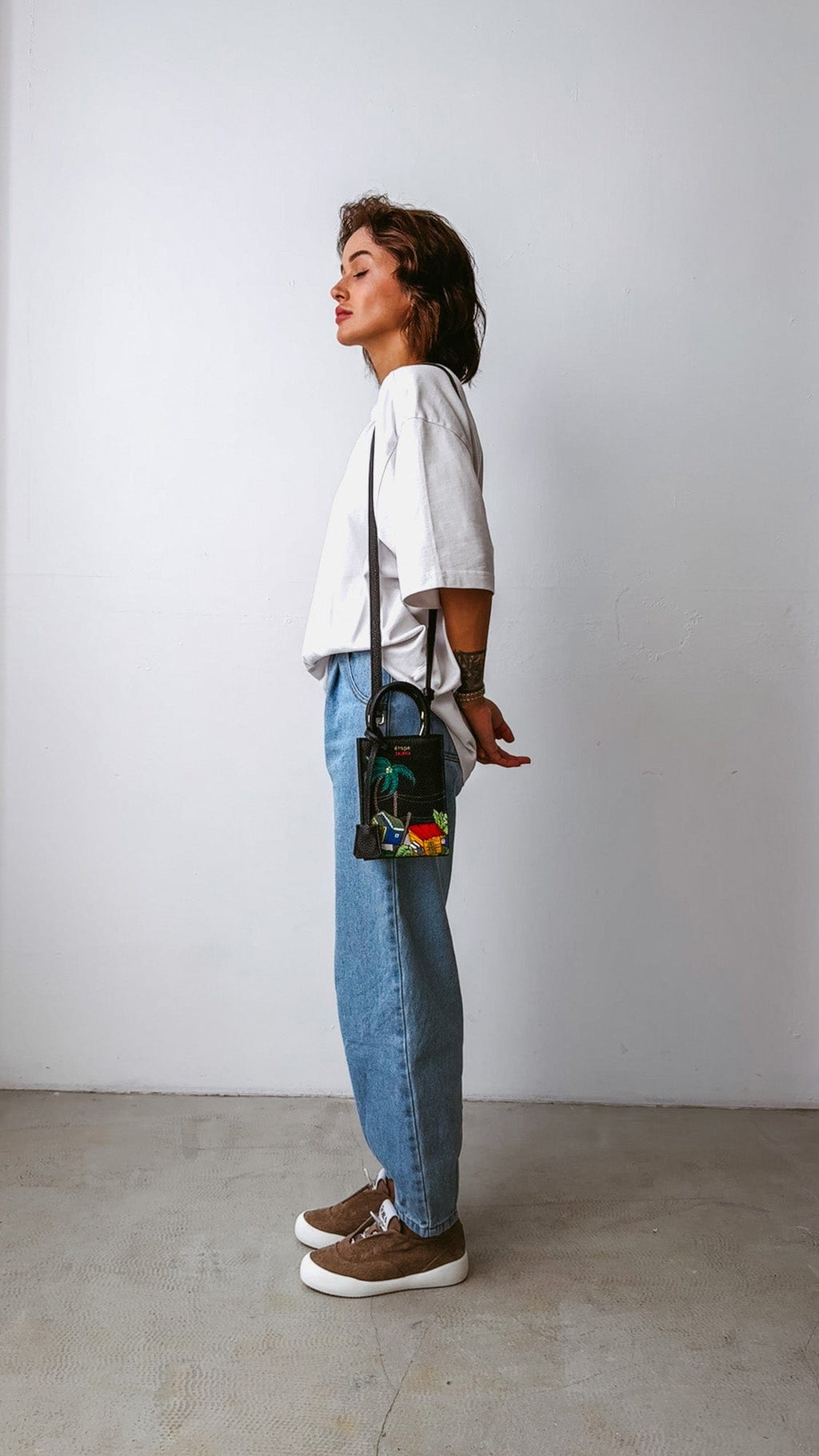Geantă piele naturală Ètape X Sagaboi Hand Painted MIMI Bag Black