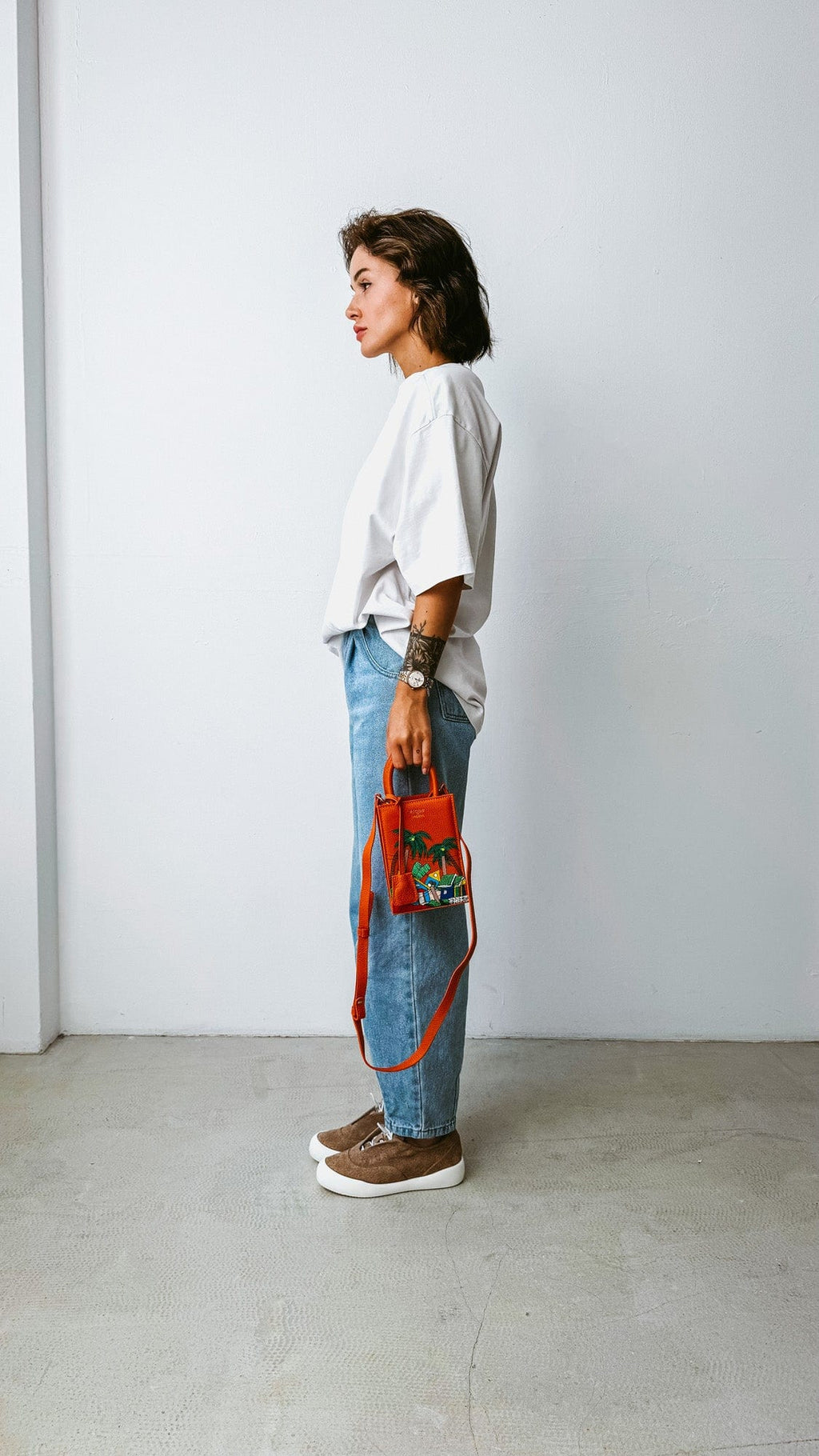 Geantă piele naturală Ètape X Sagaboi Hand Painted MIMI Bag Orange