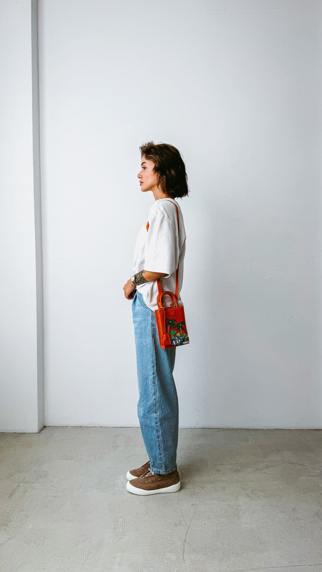 Geantă piele naturală Ètape X Sagaboi Hand Painted MIMI Bag Orange