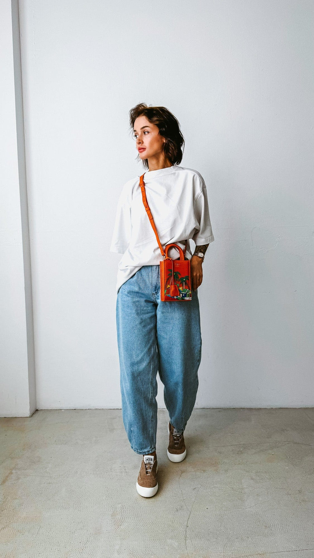 Geantă piele naturală Ètape X Sagaboi Hand Painted MIMI Bag Orange
