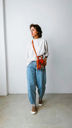 Geantă piele naturală Ètape X Sagaboi Hand Painted MIMI Bag Orange