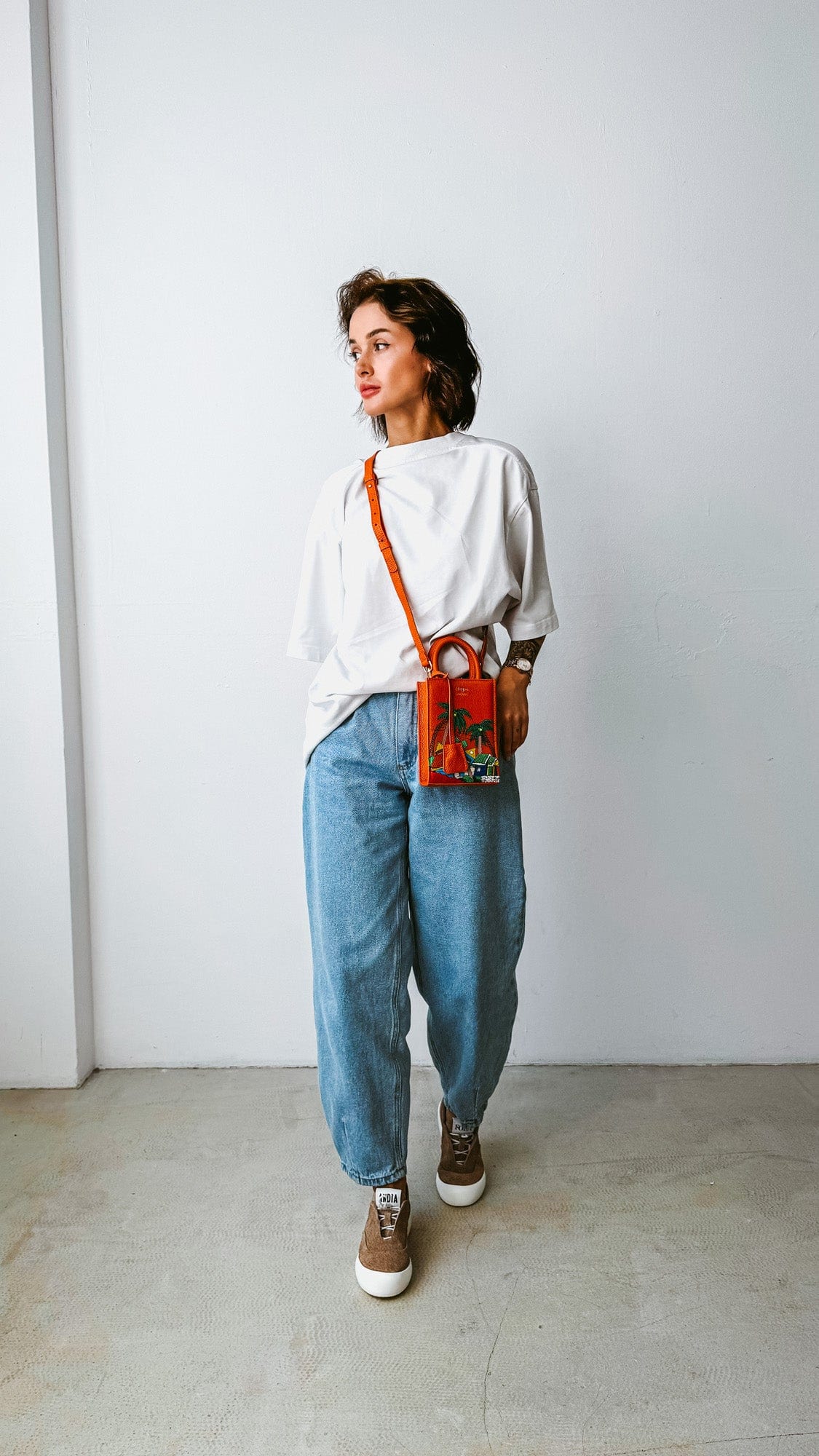Geantă piele naturală Ètape X Sagaboi Hand Painted MIMI Bag Orange