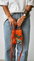 Geantă piele naturală Ètape X Sagaboi Hand Painted MIMI Bag Orange