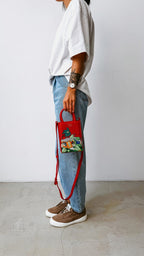 Geantă piele naturală Ètape X Sagaboi Hand Painted MIMI Bag Red Limited Edition