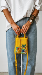 Geantă piele naturală Ètape X Sagaboi Hand Painted MIMI Bag Yellow