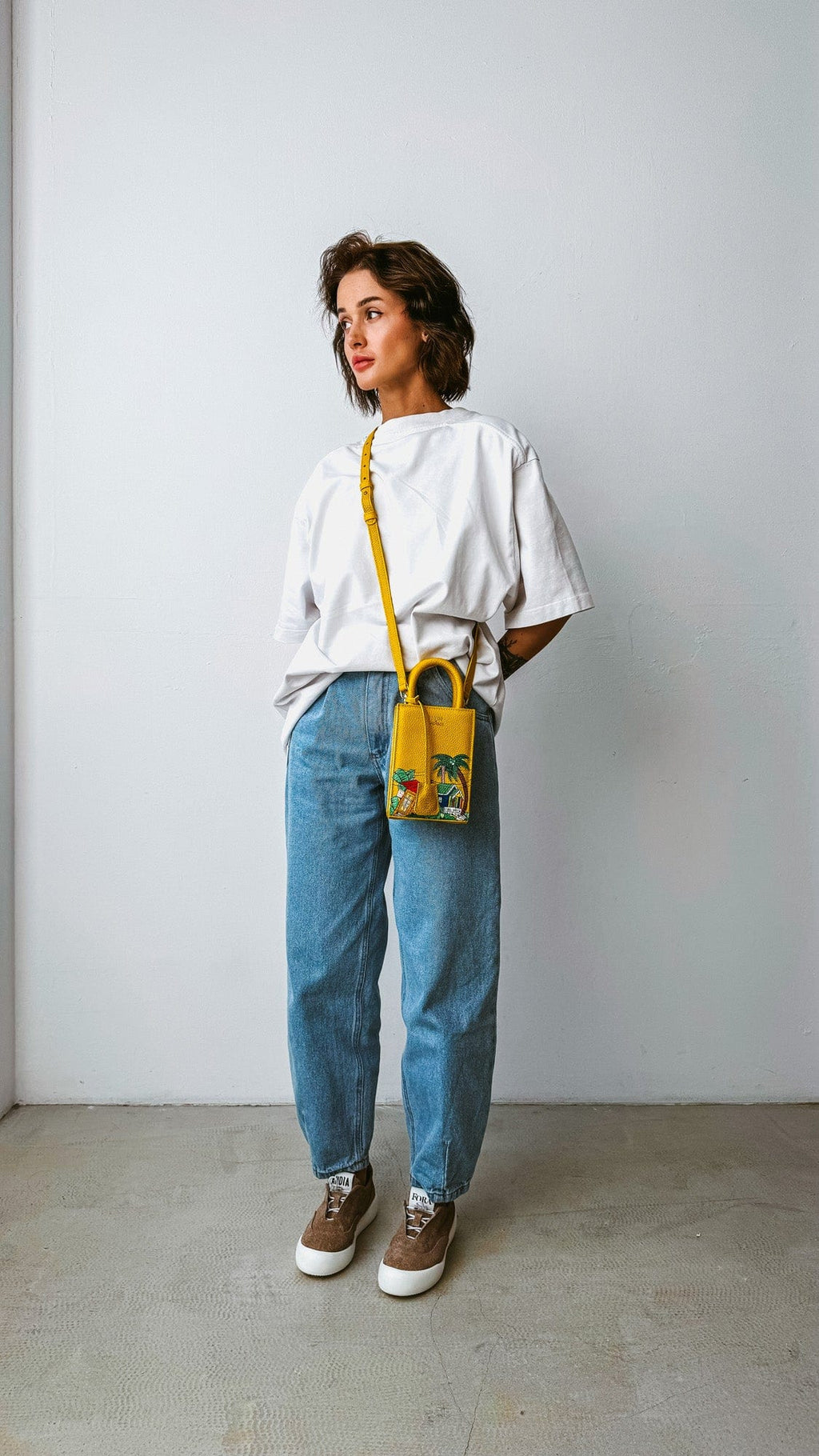 Geantă piele naturală Ètape X Sagaboi Hand Painted MIMI Bag Yellow