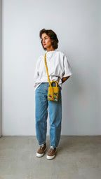 Geantă piele naturală Ètape X Sagaboi Hand Painted MIMI Bag Yellow