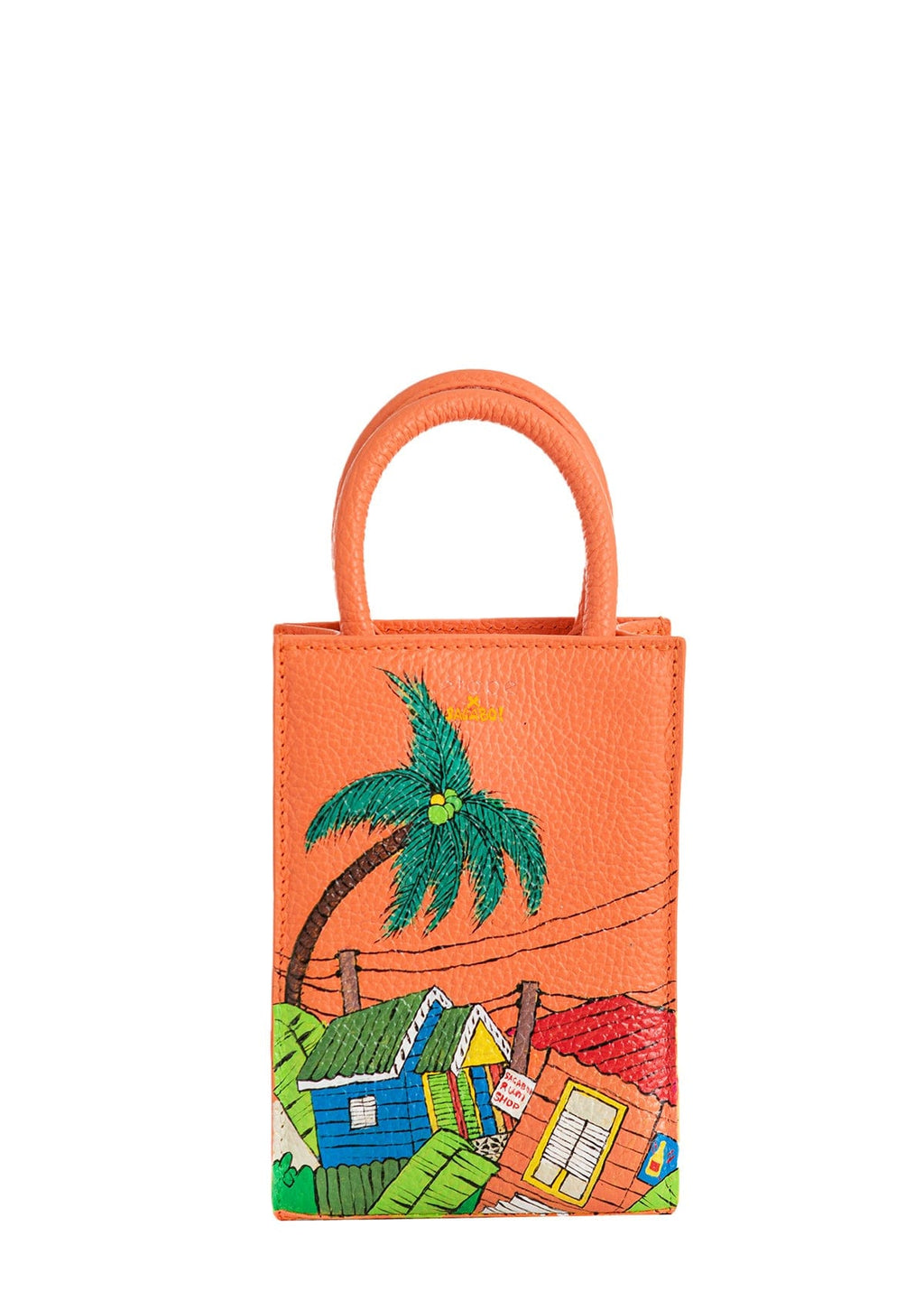 Geantă piele naturală Ètape X Sagaboi Hand Painted Orange MINI Bag