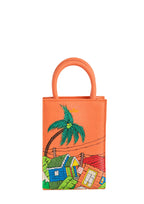 Geantă piele naturală Ètape X Sagaboi Hand Painted Orange MINI Bag