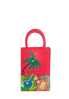 Geantă piele naturală Ètape X Sagaboi Hand Painted Red MINI Bag Limited Edition