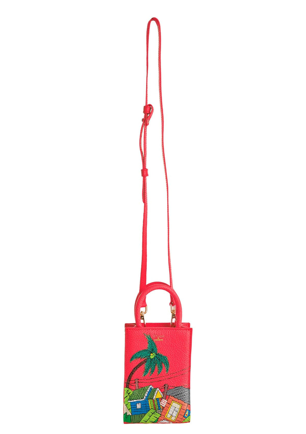 Geantă piele naturală Ètape X Sagaboi Hand Painted Red MINI Bag Limited Edition