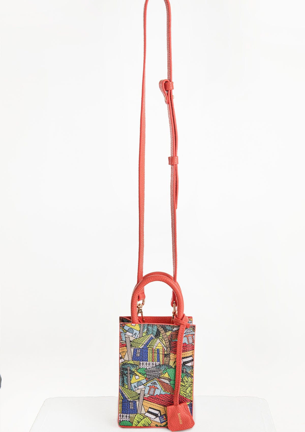 Geantă piele naturală Ètape X Sagaboy MIMI BAG Print Coral
