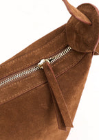Geantă dama piele naturală de căprioară Etape Croissant Grande Chocolate Suede