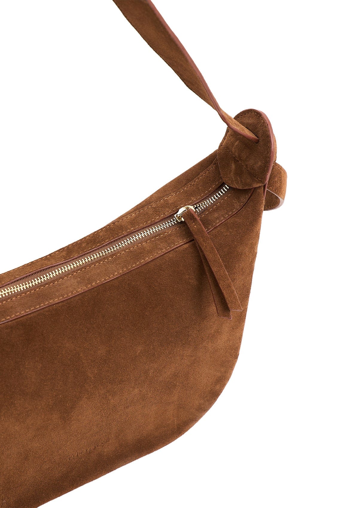 Geantă dama piele naturală de căprioară Etape Croissant Grande Chocolate Suede
