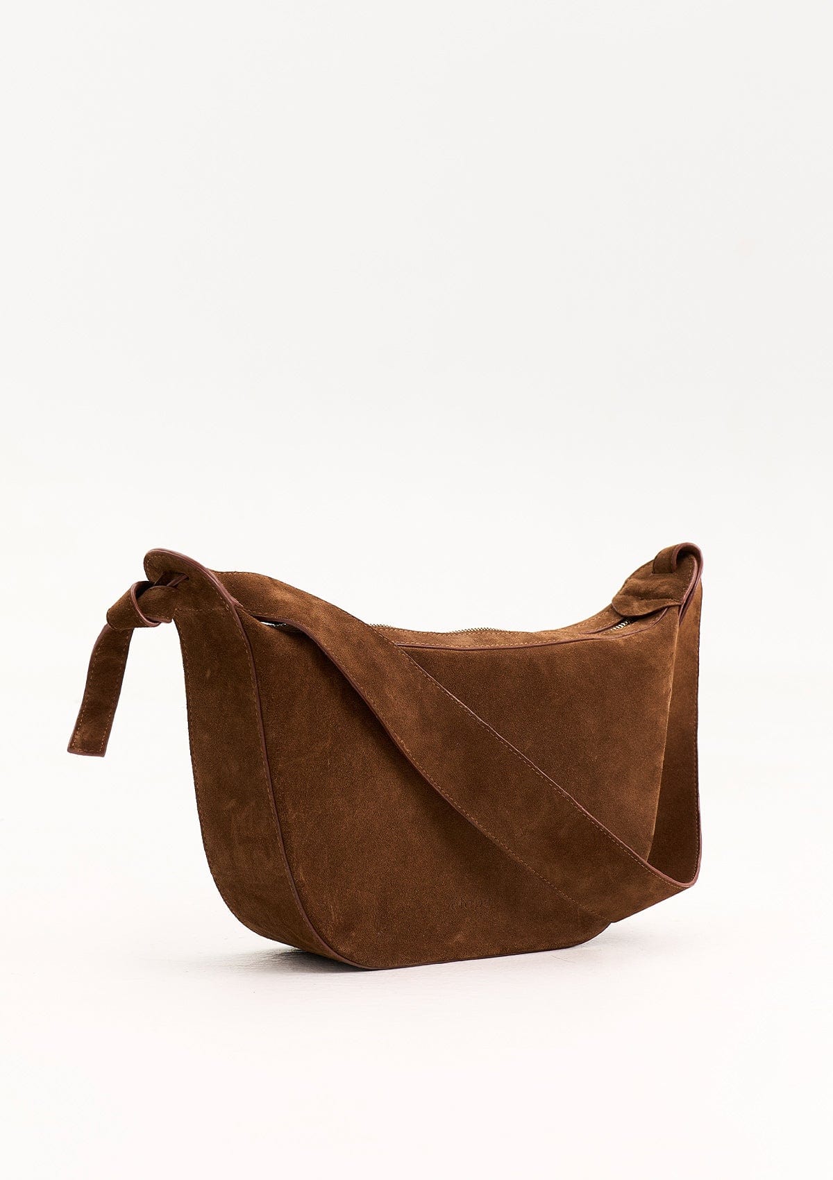 Geantă dama piele naturală de căprioară Etape Croissant Grande Chocolate Suede